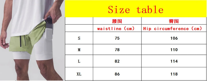 Sports shorts for men, double layered, quarter quick drying, elastic basketball, running training equipment, deep squat fitness,