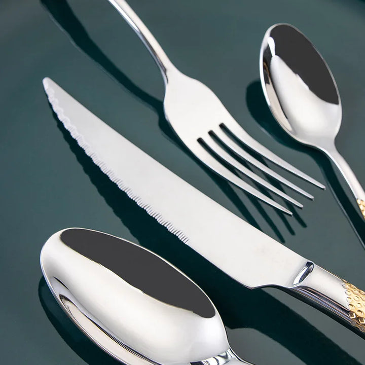 Kitchen Tableware Cutlery Set  Cutlery Set Stainless Steel Luxury Dinnerware Fork Spoon Knife Western Dinner Set Gold