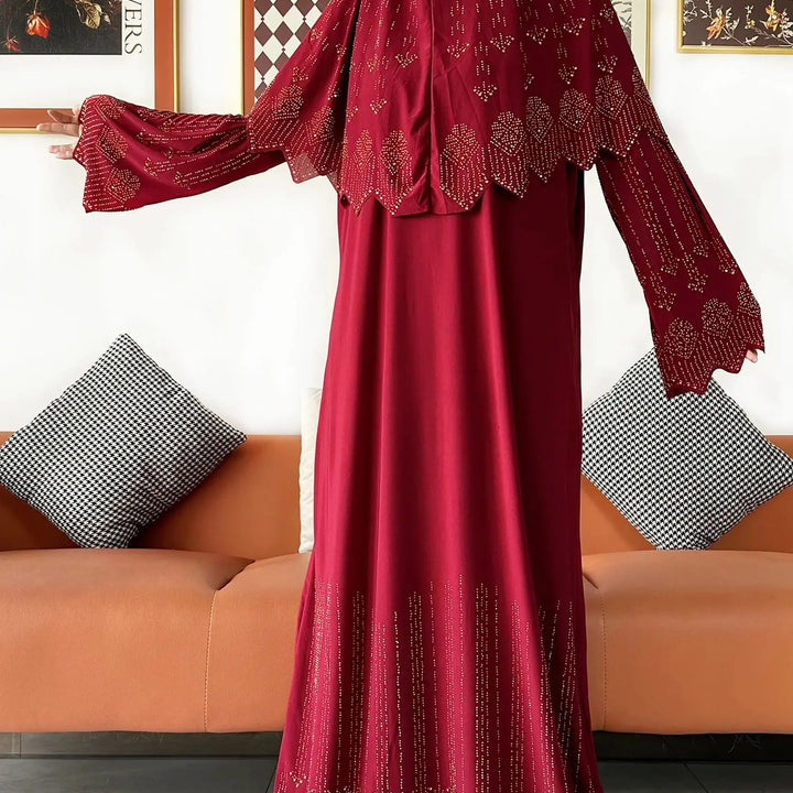 Two Piece Set Hijab Prayer Clothes Muslim Abaya Set Women Prayer Garment Dress Hijab Long Khimar Long Dress Sets Islamic Ramadan