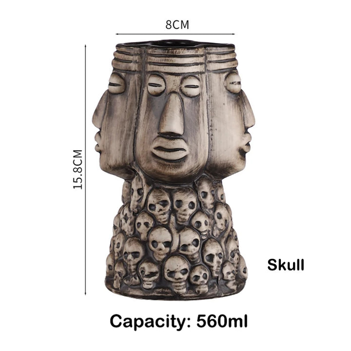 Tiki Mugs Ceramic Hawaiian Luau Party Mugs Drinkware, Cute Exotic Cocktail Glasses, Tiki Bar