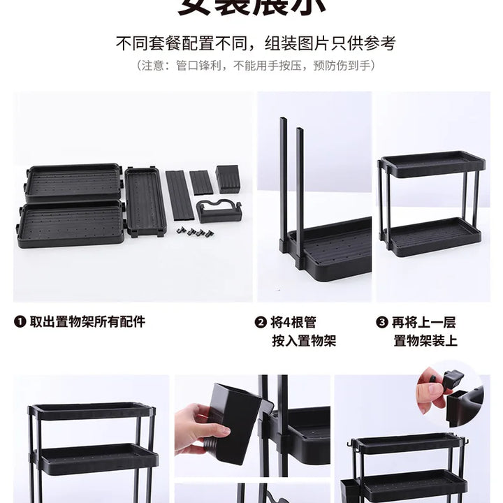 Kitchen Storage Rack, Multi-Purpose Spice Organizer, Countertop Utensil Holder for Knives, Chopsticks, Oil, Salt, Soy Sauce, Vin