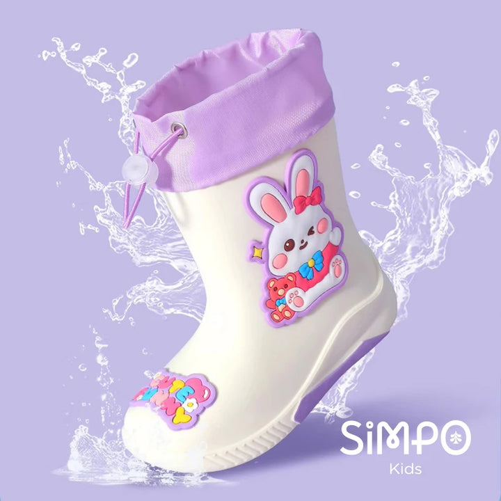 Kids' Mid-Calf Rain Boots Non-slip Durable With A Drawstring To Prevent Water Ingress High-Quality Rubber Waterproof Shoes