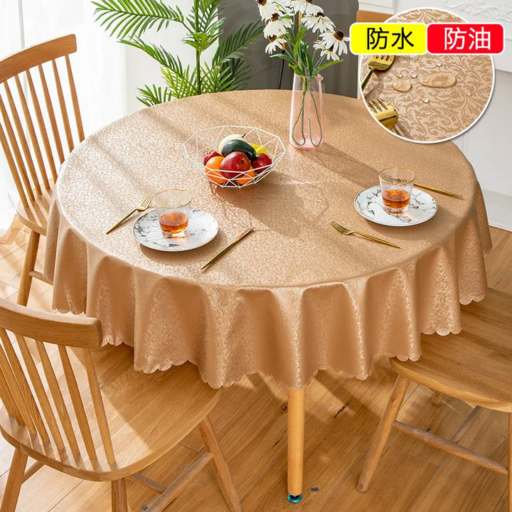 Waterproof  Round Table Cloth Pastoral PVC Plastic Kitchen Tablecloth Oilproof Antifouling Cover Dining Table Cloth Decorate