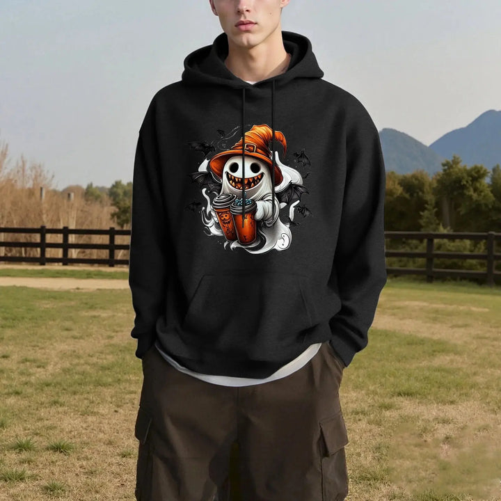 Halloween Skull Printed Men's Hoodies Graphic Sweatshirt Oversized Autumn Women Long Sleeve Holiday Clothes Pullover Tops Unisex