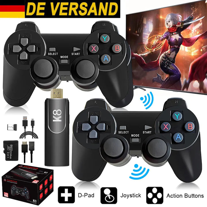 4K HD K8 Gamepad 64G Retro Video Game Console 40000+ Game 40+ Emulator Dual Wireless 2.4G Controller Retro Console Kids Gift Gam