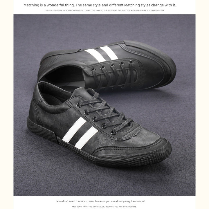 Trendy Men's Shoes Breathable Low Top Spring New Arrival Leather Surface Casual Shoes Men's K-style Series Shoes Board Shoes Youth Plaid Driving Shoes