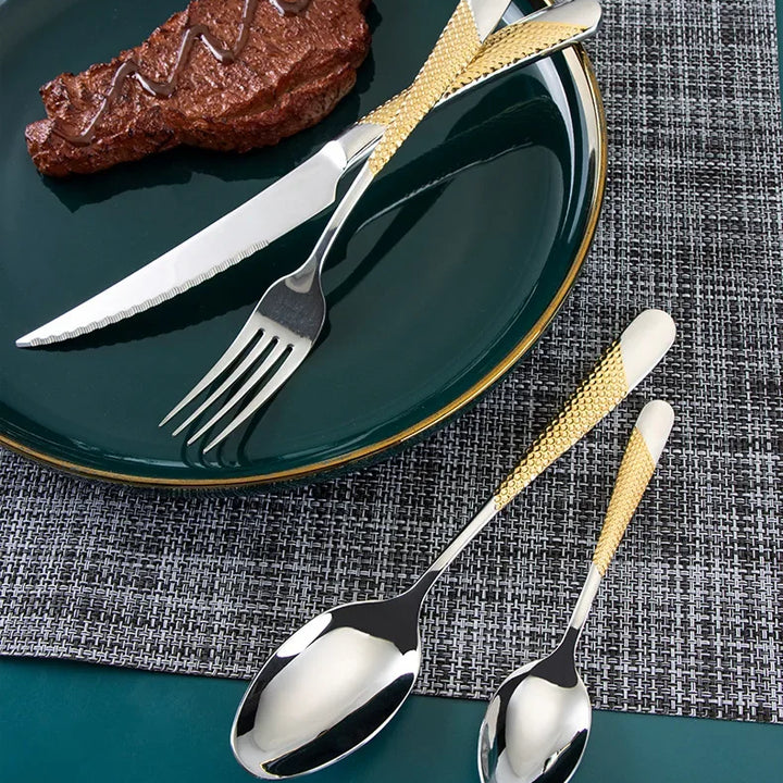 Kitchen Tableware Cutlery Set  Cutlery Set Stainless Steel Luxury Dinnerware Fork Spoon Knife Western Dinner Set Gold