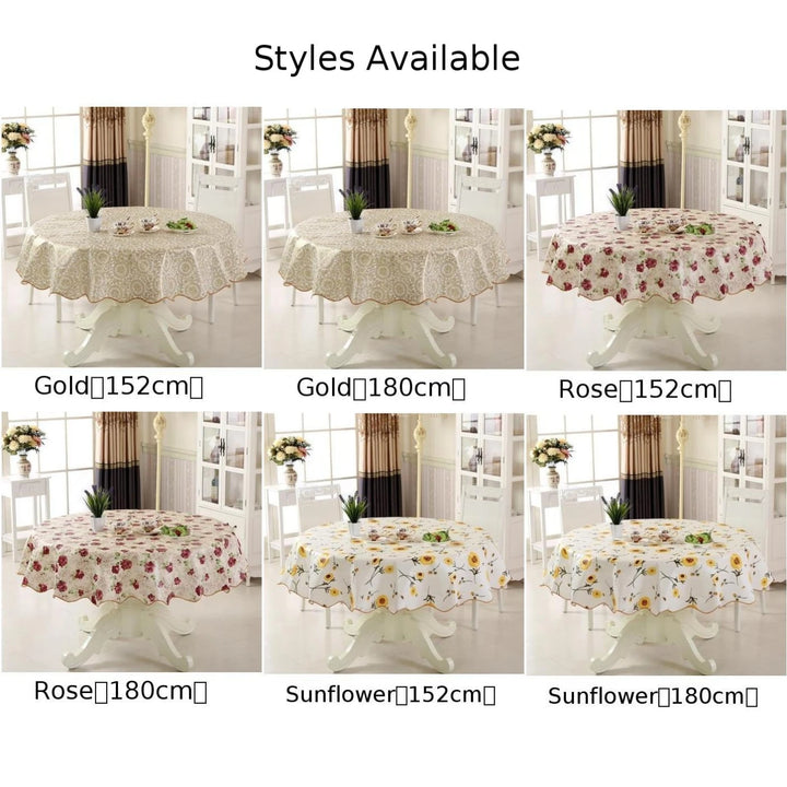 Round Table Cloth 152/180cm Waterproof Table Cloth Oil Round Tablecloth Flower PVC Tablecloth Household Kitchen Tablecloth
