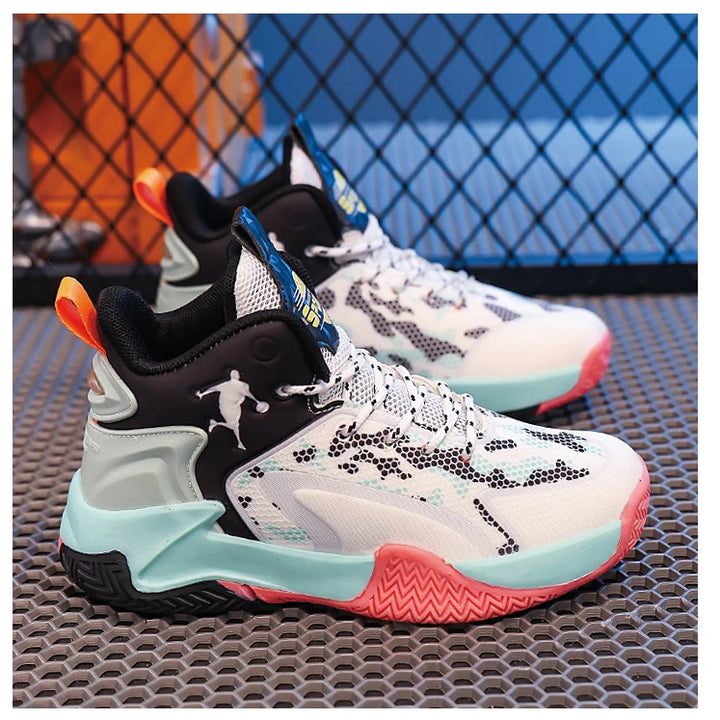 Basketball Shoes Big Kid Non Slip High-top Sport Training Sneakers Childrens Lightweight Outdoor Basketball Boots for Boy Yout