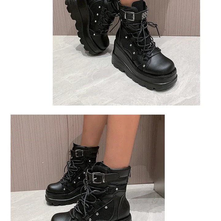 Women's Boots 2024 Autumn Women Ankle Boots Platform Wedges High Heels Short Boots New Fashion Design Zip Cosplay Shoes of Women
