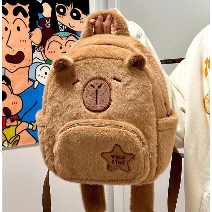 Capybara Plush Backpack Kawaii Fashion Plushie Doll Fur Bag Children's Bag Shoulder Bag Mini Knapsack Bags Gifts For Girlfriend