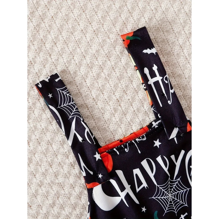 Baby Boy&Girl Halloween Costume Sets Long Sleeve Pumpkin Pattern Romper+Graffiti Strappy Pants 2PCS Holiday Clothes for 0-2Years