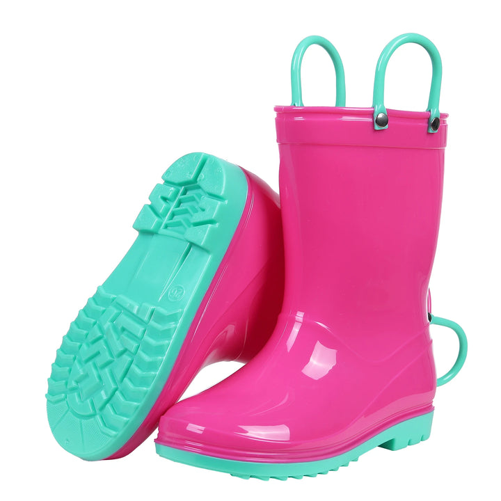 Kidmi Children Rain Boots Girls And Boys Outdoor Non-slip Rubber Rain Shoes Cute Easy Clean Kids Waterproof Boots With Handles