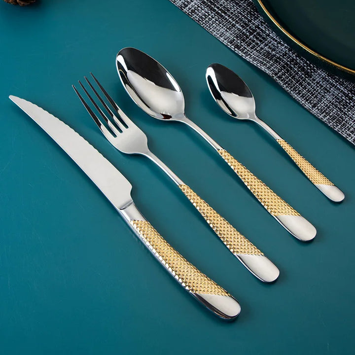 Kitchen Tableware Cutlery Set  Cutlery Set Stainless Steel Luxury Dinnerware Fork Spoon Knife Western Dinner Set Gold