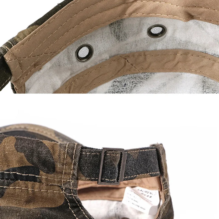 Vintage Camouflage Hats for Men Women Spring Summer Flat Top Baseball Caps Outdoor Camo Cadet Combat Fishing Cap Sunscreen Cap