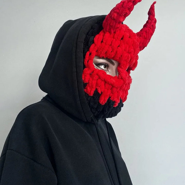 Halloween Funny Rabbit Ears Creative Knitted Hat Beanies Warm Full Face Cover Ski Mask Hat Windproof Balaclava Hat Outdoor Sport