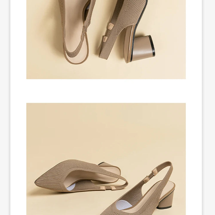 DIMANYU Women Dress Shoes Knitted Solid Color Toe Back Trip Fashion Sandals Women Pointed Toe Shallow Sidespace Women Sandals