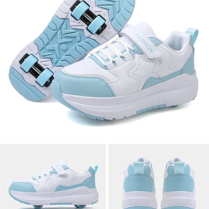 Kids Roller Skate Shoes Fashion Casual Sports Children 4-Wheels Sneakers for Boys and Girls Gift Nice Footwear