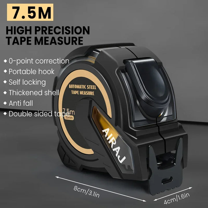 AIRAJ 3M to 10M Metric Self-Locking Tape Measure with Rubberized Coating, High - Precision Straightedge Measuring Tool Hand Tool
