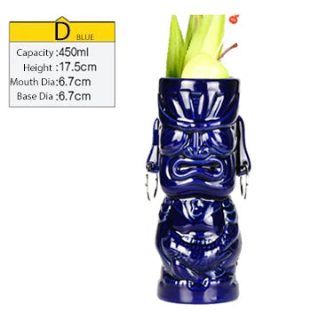 Tiki Mugs Ceramic Hawaiian Luau Party Mugs Drinkware, Cute Exotic Cocktail Glasses, Tiki Bar