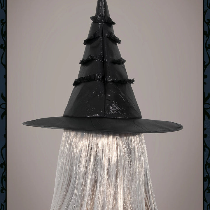 3Pcs Halloween Black Witch Hat With Lace Ruffles – Gothic Dark Sorceress Costume Cap Women Girls Party Cosplay Carnival Decor