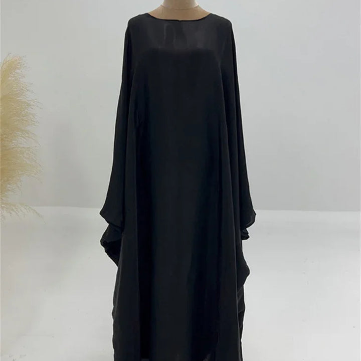 Tossy Autumn Loose Shiny Maxi Dress Butterfly Batwing Long Sleeve Muslim Clothes Party Solid Female Long Dress New