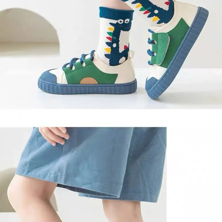 5 Pairs Autumn Winter New Style Children's Socks Mid-high Long Dinosaur Cartoon Design Boys Girls Baby Cartoon Socks Wholesale