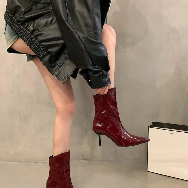 New Women High Heels Ankle Boots Sexy Pointed Toe Shoes 2024 Winter Fashion Chelsea Boots Women Shoes Pumps Casual Mujer Botas