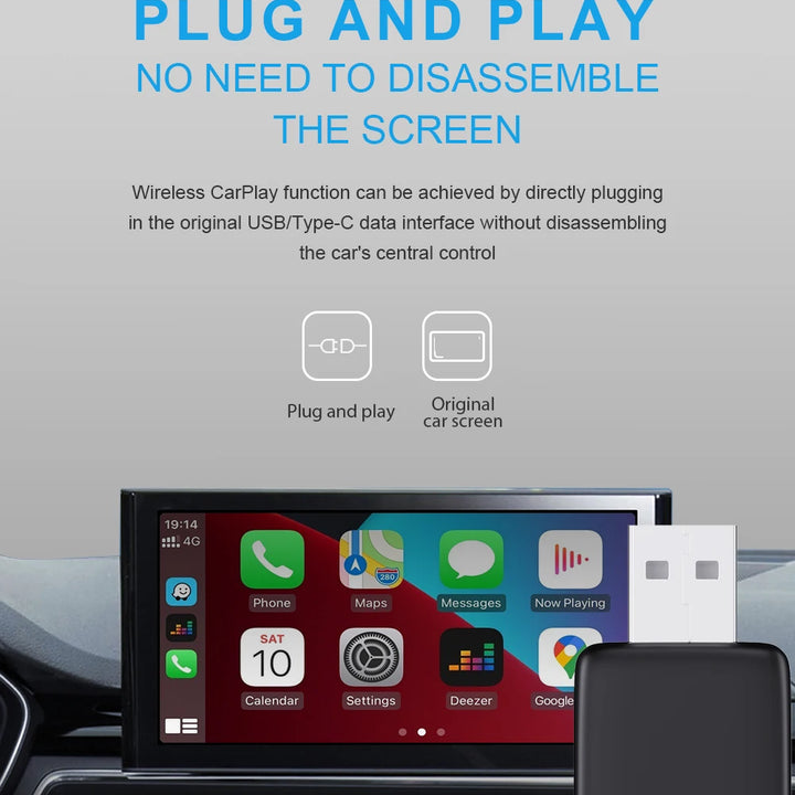 New Wired to Wireless CarPlay and Android Auto 2 in 1 Mini Adapter 5GHz WiFi5 for 99% Original Wired CarPlay/Auto Cars
