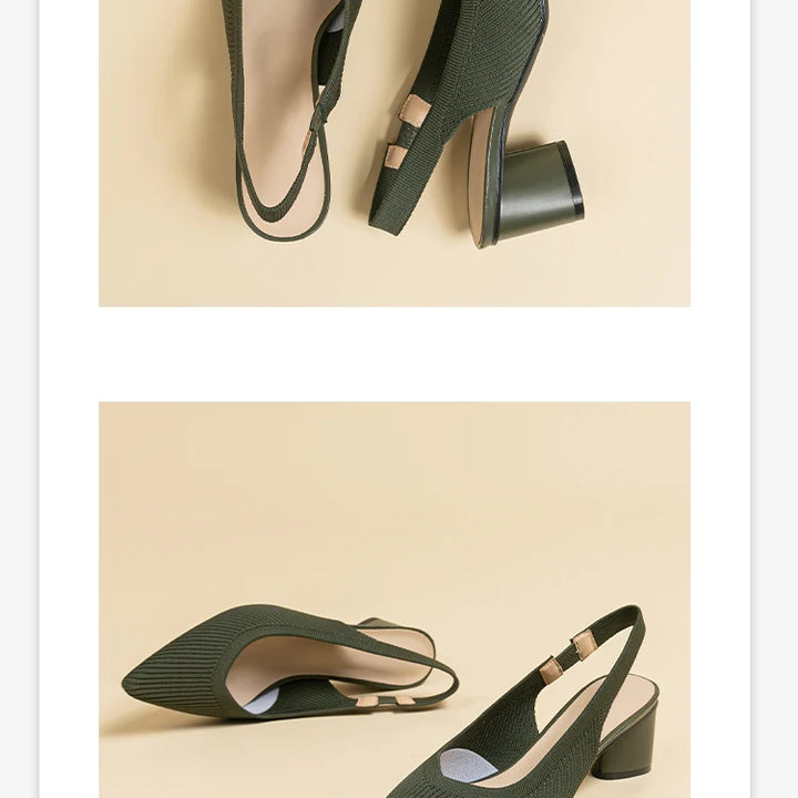 DIMANYU Women Dress Shoes Knitted Solid Color Toe Back Trip Fashion Sandals Women Pointed Toe Shallow Sidespace Women Sandals
