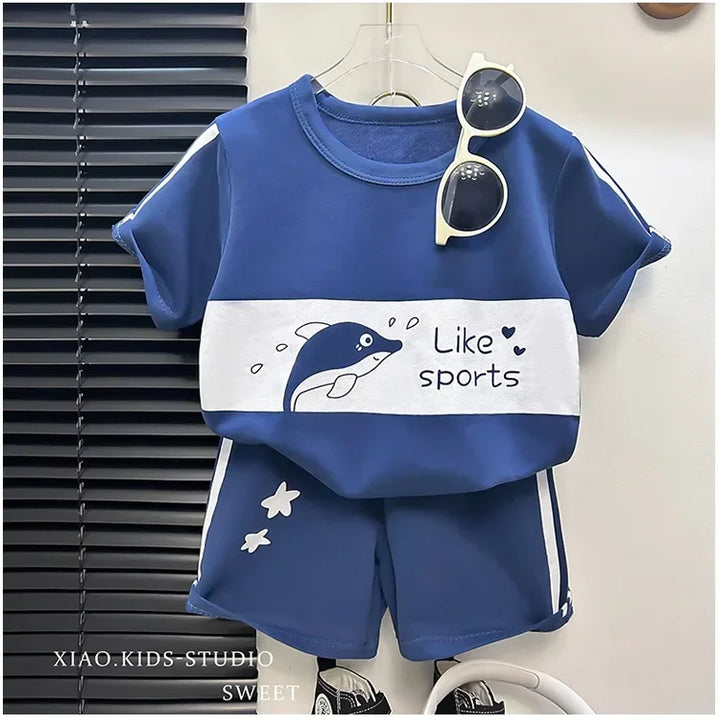 Kids Clothes Cotton Set Short Sleeve Suit Baby Girls Boys Set Summer Tops +short Children's Wear 2024 New
