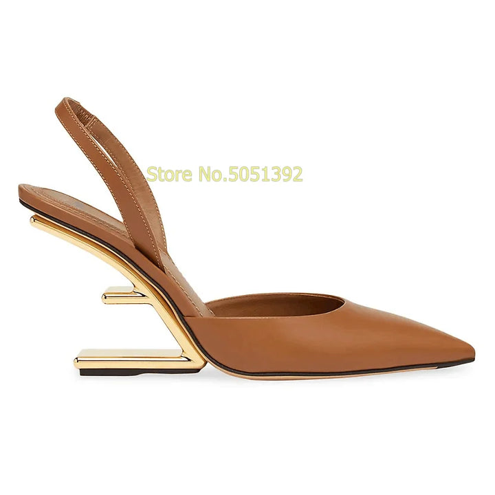 Silver Crystal Back Strap Pumps Strange Style Sexy Pointed Toe Shallow Slip On Fashion 2024 Summer Spring Women Dress Shoes