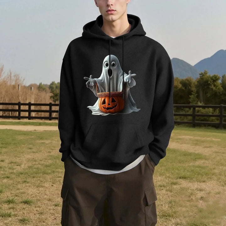 Halloween Skull Printed Men's Hoodies Graphic Sweatshirt Oversized Autumn Women Long Sleeve Holiday Clothes Pullover Tops Unisex