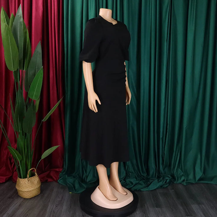 FairyShely Solid Short Sleeve Plus Size Long Dress Women O Neck Large Big Dresses Lady Summer Party Tight Curvy Dress