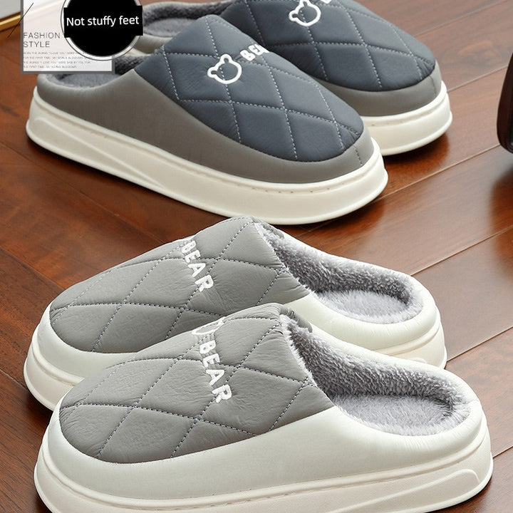 Waterproof Cotton Slippers Men Autumn and Winter 2025 New Arrival Indoor Home Non-Slip down Heattech Cotton Slippers Men's Winter