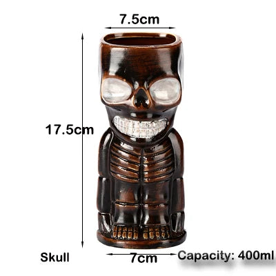 Tiki Mugs Ceramic Hawaiian Luau Party Mugs Drinkware, Cute Exotic Cocktail Glasses, Tiki Bar
