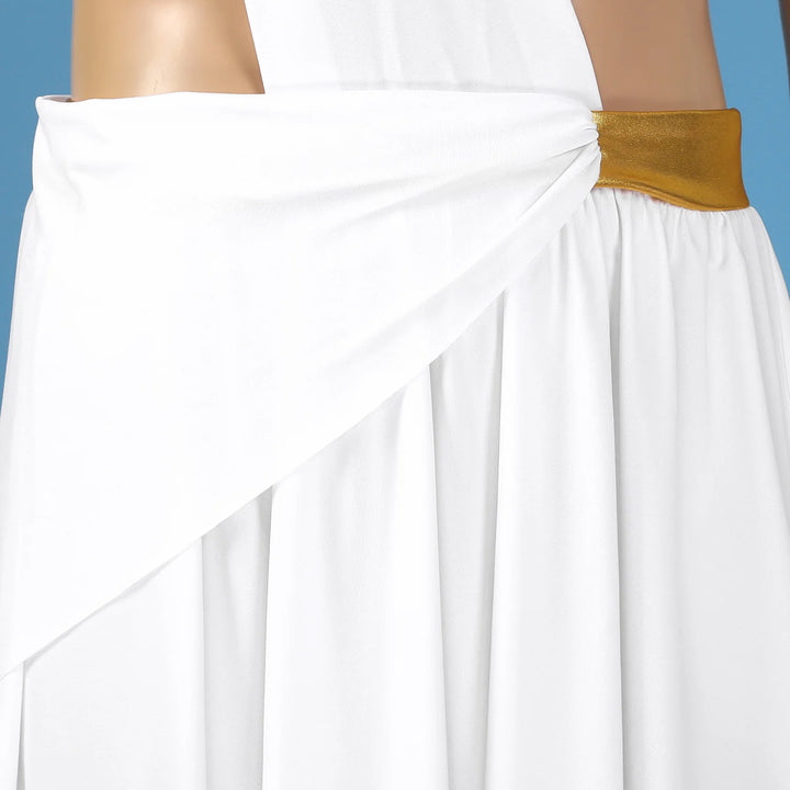 Halloween Ancient Greek Warrior Cosplay Costume Mens One Shoulder Strap Contrast Color Ruffle Skirt Carnival Theme Party Wear