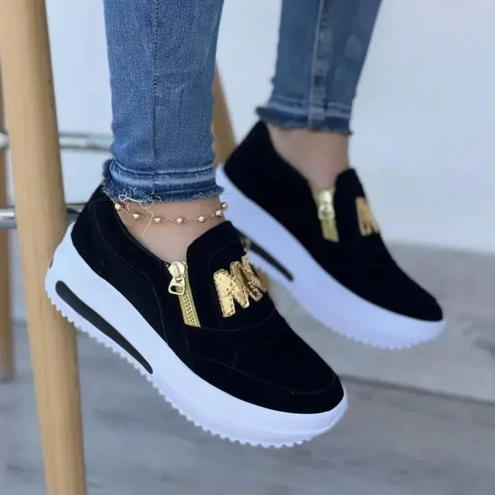 Women Autumn Sneakers Casual Double M Printed Side Zipper Platform Shoes Ladies Vulcanized Shoes Zapatillas De Mujer Women Shoes