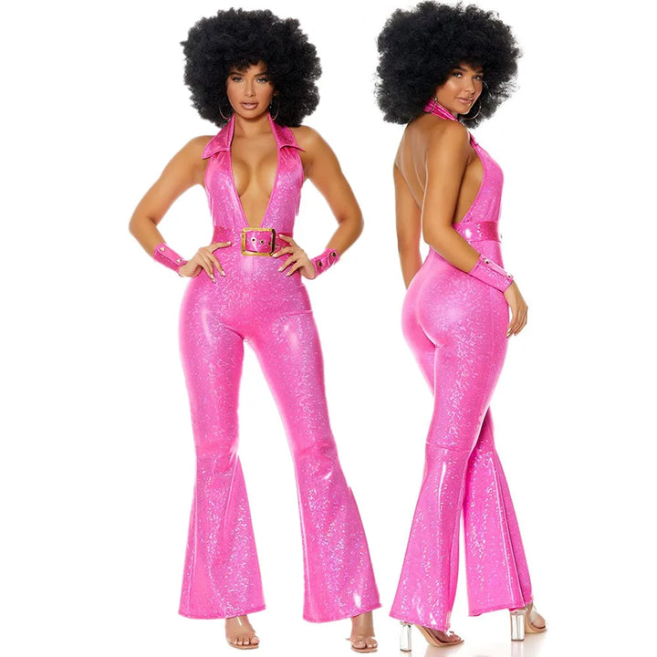 Halloween Vintage Party Costume – 70’s & 80’s Hippie Disco Jumpsuit | Retro Carnival, Music Festival & Dance Outfit for Men & Women.