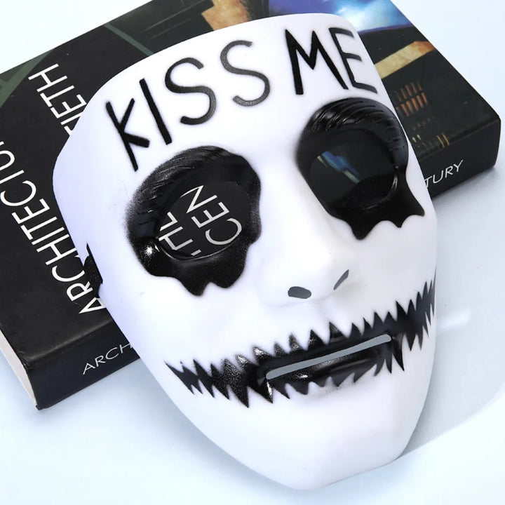 Dress Up Props White Makeup Halloween Mask Full Face Hand-painted Street Dance Mask Scary Hip Hop Mask Kids Adult