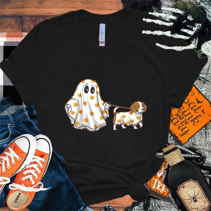 Halloween Boo Dog T-shirts Funny Halloween Spooky Season T Shirt Women Men Tshirt Womens Oversize T-shirt Hip Hop Streetwear