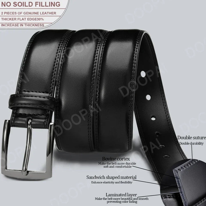 Men Belts High Quality Leather LONG Large Pin Buckle Metal Automatic Buckle Male Belts Strap Male