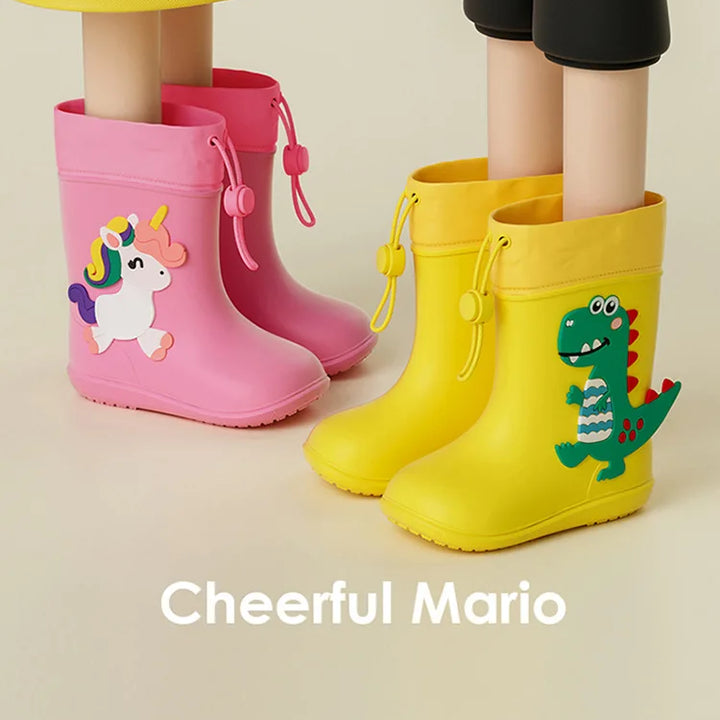 Kids Girl Boy Rain Boots Waterproof Toddler Rainboots Children's Shoes Rubber Boots Kids Baby Cartoon Dinosaur Water Shoes Boots