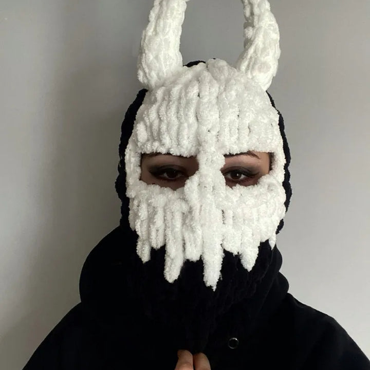 Halloween Funny Rabbit Ears Creative Knitted Hat Beanies Warm Full Face Cover Ski Mask Hat Windproof Balaclava Hat Outdoor Sport