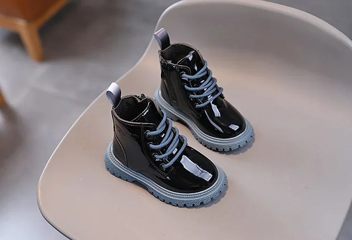 Children Boots Patent leather Casual Sneakers Baby Kids Shoes Waterproof British Ankle Short Boots Boys Shoes Toddler Snow Boots