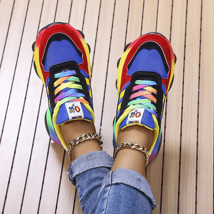 Women's Sneakers Tennis Womens Casual Running Shoes Rainbow Vulcanized Shoes Lace-uos Platform Shoes Comfortable Tenis De Mujer