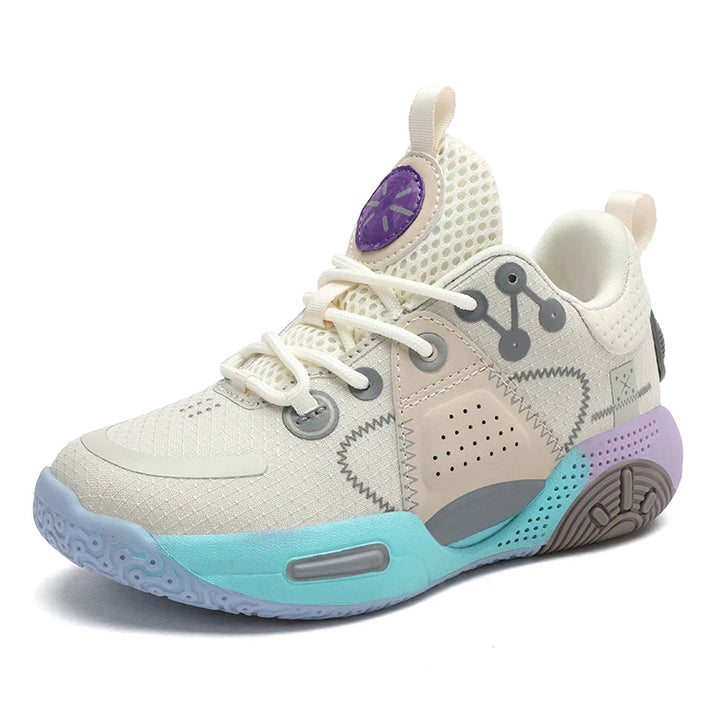 Kids Fashion Sneakers for Boys Leather Breathable Sports Basketball Shoes Lightweight Children School Walking Footwear