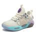 Kids Fashion Sneakers for Boys Leather Breathable Sports Basketball Shoes Lightweight Children School Walking Footwear