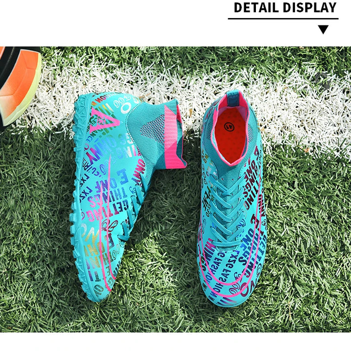2025 New Hot Sale Football Boots Child Sneakers High Top AG Soccer Shoes Boys Outdoor Grass Training Shoes For Kids chuteiras de