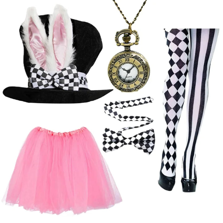Halloween Easter White Rabbit Top Hat Alice Cosplay Bunny Bowler Men Women Magician Costume Accessory Suit Fairy Tale Tea Party